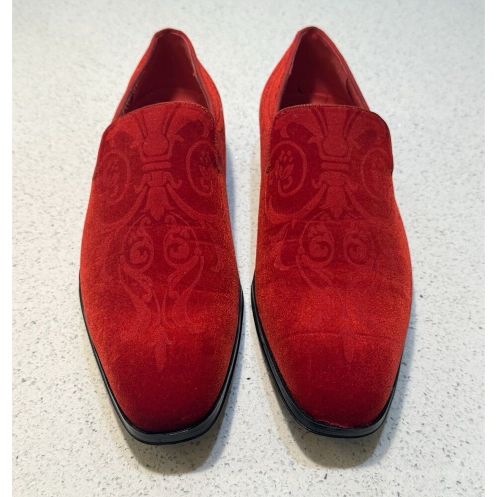 After Midnight Mens Embellished Velvet Formal Dress Loafers Shoes 10.5 Red 7017